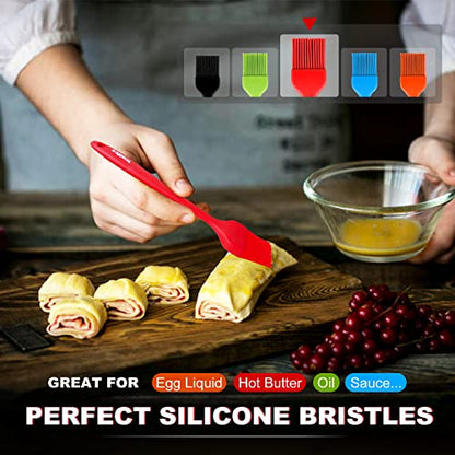  Silicone Pastry Brush, Heat Resistant Basting Brush Set, Perfect For Baking,BBQ Grill,Kitchen Cooking,Strong Steel Core And One-Pieces Design,BPA Free And Dishwasher Safe (5 Pcs)