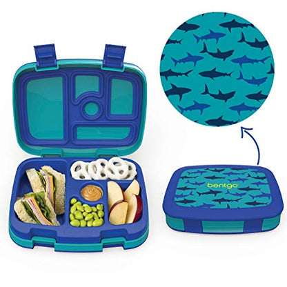  Prints Insulated Lunch Bag Set With Kids Bento-Style Lunch Box (Shark)