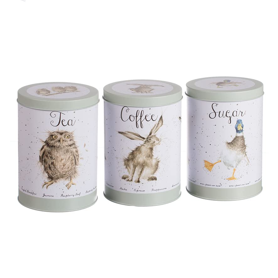  Designs Set Of 3 Storage Container Tins For Tea, Coffee And Sugar | Canister Tin Jars