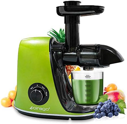  IRAGO Juicer Machines, Slow Masticating Juicer Extractor Two Speed Adjustment, Easy To Clean, Quiet Motor, Cold Press Juicer For Vegetables And Fruits, BPA-Free (Grey)
