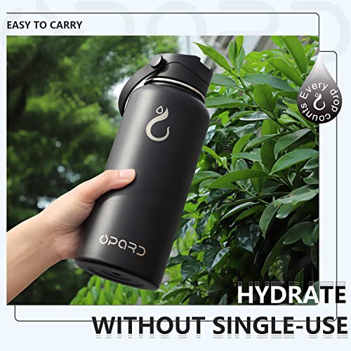  Sports Water Bottle - 32 Oz, 3 Lids (Straw Lid, Flip Lid, Spout Lid), Leak Proof, Vacuum Insulated Stainless Steel, Double Walled, Reusable Metal Canteen