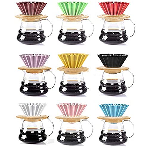  Ceramic Coffee Dripper Pour Over Coffee Maker With Wood Stand Elegant Flower Shape V60 Filter For 1-2 Cups Slow Brewing Accessories For Home Cafe Restaurants Coffee