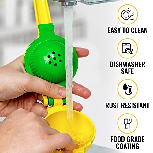  Metal 2-In-1 Lemon Lime Squeezer - Hand Juicer Lemon Squeezer - Max Extraction Manual Citrus Juicer