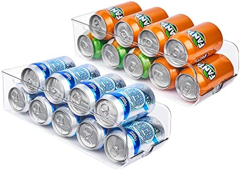  Vtopmart 6 Pack Soda Can Organizer For Refrigerator, Fridge Organizer Bins For Freezer, Kitchen, Pantry, Countertops, Cabinets, Clear Plastic Beverage & Canned Food Dispenser