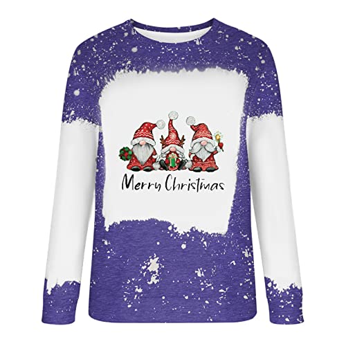  Womens Causal Loose Crewneck Fall Plus Size Christmas Print Long Sleeve Crew Neck Sweatshirts Pullover Top Fall Clothes