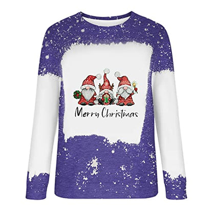  Womens Causal Loose Crewneck Fall Plus Size Christmas Print Long Sleeve Crew Neck Sweatshirts Pullover Top Fall Clothes