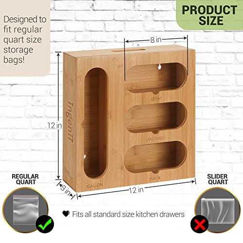  Ziplock Bag Organizer, Bamboo Organizer, Plastic Bag Organizer For Kitchen, Compatible With Gallon, Quart, Sandwich And Snack Variety Size Bag