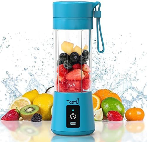  Portable Blender, Personal Mini Bottle Travel Electric Smoothie Blender Maker Fruit Juicer Cup, With 13oz Bottles, 6 Blades And USB Rechargeable Batteries For Juice Shakes And Smoothies (Pink)