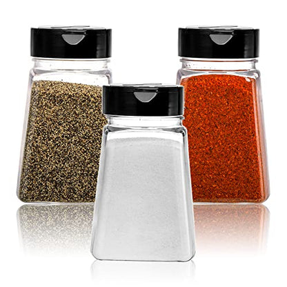  24 Pack Clear Plastic Spice Jars With Black Flap Cap, 9OZ Seasoning Jars Storage Container Bottle To Pour Or Sifter Shaker For Storing Spice, Herbs And Powders