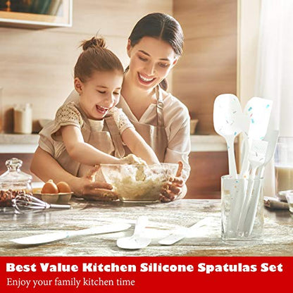  Heat Resistant Silicone Spatulas Set 6pcs, Seamless Design Non-Stick Mixing Spatulas With Stainless Steel Core, Premium BPA-Free Rubber Spatula Baking Cooking Utensile For Home Kitchen BBQ (white)