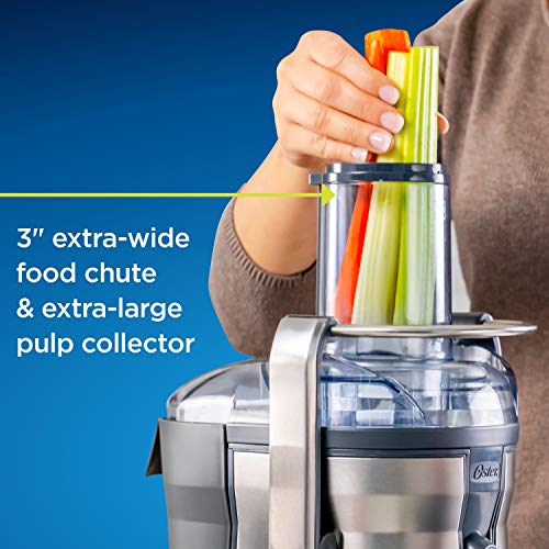 Oster® Easy-to-Clean Professional Juicer, Stainless Steel Juice Extractor, Auto-Clean Technology, XL Capacity, Gray