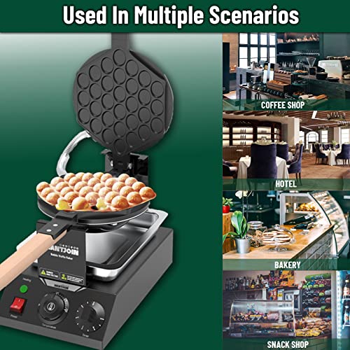  Bubble Waffle Maker, Hong Kong Egg Waffle Maker Machine With Non-stick Coating, Stainless Steel Pancake Maker 180° Rotate, 1500W 110V Electric Cone Maker, 50-250℃/122-482℉ Adjustable