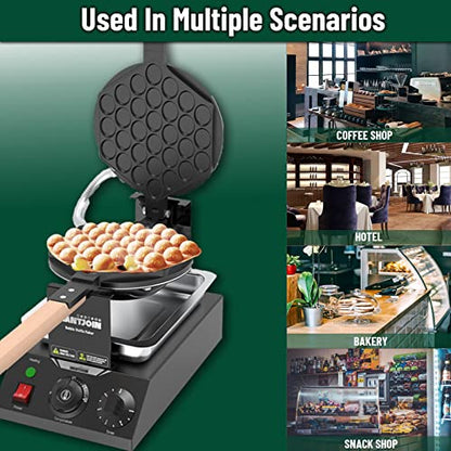  Bubble Waffle Maker, Hong Kong Egg Waffle Maker Machine With Non-stick Coating, Stainless Steel Pancake Maker 180° Rotate, 1500W 110V Electric Cone Maker, 50-250℃/122-482℉ Adjustable