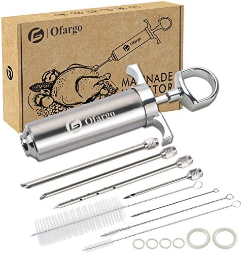  Ofargo Meat Injector, Meat Injectors For Smoking With 3 Marinade Injector Needles; Injector Marinades For Meats, Turkey, Brisket; 2-oz