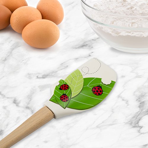  Spatulart Ladybug & Leaves Spatula Long-Lasting Colorful, Summer Baking Tool, Dishwasher-Safe & BPA-Free Rubber, Non-Stick & Heat-Resistant Silicone