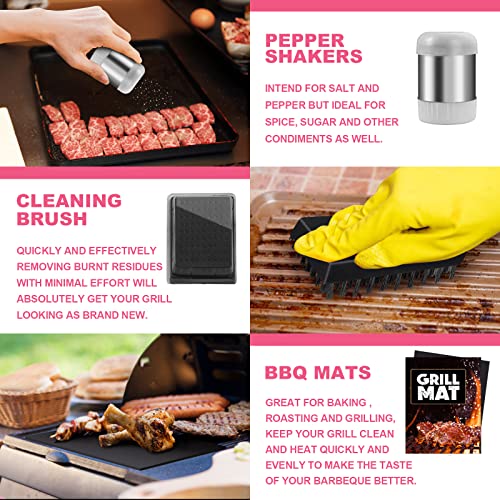  Grill BBQ Accessories 34Pcs, Stainless Steel Grill Tools Set With Oxford Case, Great Gift For Men Women Backyard Barbecue Outdoor Camping, Include Spatula, Tong, Fork, Brush, Meat Claw, Straw