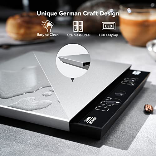  Coffee Scale With Timer, Maestri House Espresso Scale, 0.1g Accurate Rechargeable Scale For Espresso And Pour-Over Coffee, Stainless Steel For Keeping Clean, Digital LCD Weigh Scale, Kitchen Scale