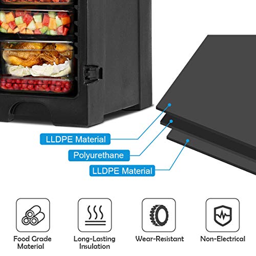  End-Loading Insulated Food Pan Carrier, 5 Full-Size Pan, 81 Quart Capacity, Food-grade LLDPE Material, Portable Food Warmer With Fastener, Ideal For Canteen And Restaurant Use