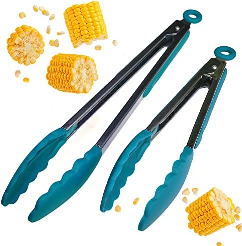  Ium Silicone Kitchen Tongs For Cooking Set (9" & 12" Gray Black) - Stainless Steel Tongs For Cooking With Silicone Tips - Non-Stick, High Heat Resistant Silicone Tongs (600°F)