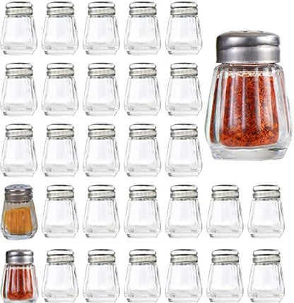  30 Pack Mini Spice Shakers, 0.5 Oz Glass Salt And Pepper Shakers Clear Salt Pepper Holder For Wedding, Restaurant, Home, Kitchen, Travel, Camping, Buffet Supplies