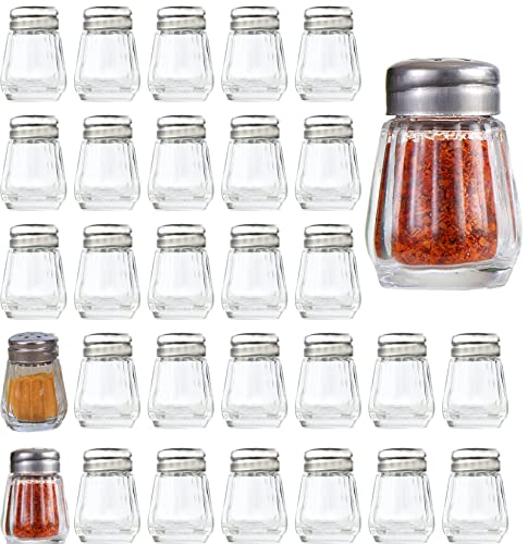  30 Pack Mini Spice Shakers, 0.5 Oz Glass Salt And Pepper Shakers Clear Salt Pepper Holder For Wedding, Restaurant, Home, Kitchen, Travel, Camping, Buffet Supplies