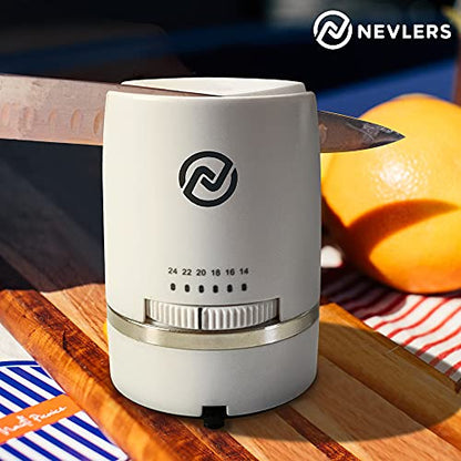  Adjustable Angle Manual Kitchen Knife Sharpener With Suction Base - These Sharpeners Prep, Repair, Sharpen, & Polish Most Knives In One Easy Step - Mini Brush For Quick & Easy Clean Up - White