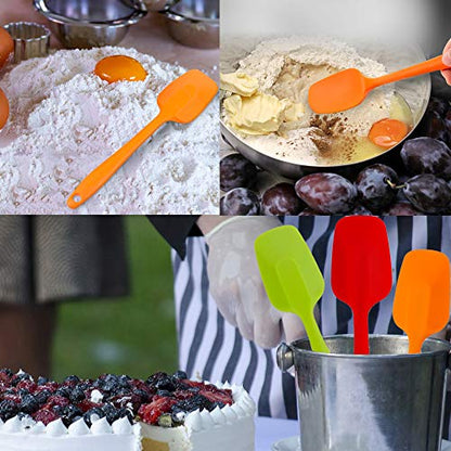  4-Piece Silicone Spatula 11inch Large Rubber Heat-Resistant Baking Spatulas Baking Mixing Tool Non-Stick Flexible Seamless Spatulas With Stainless Steel Core