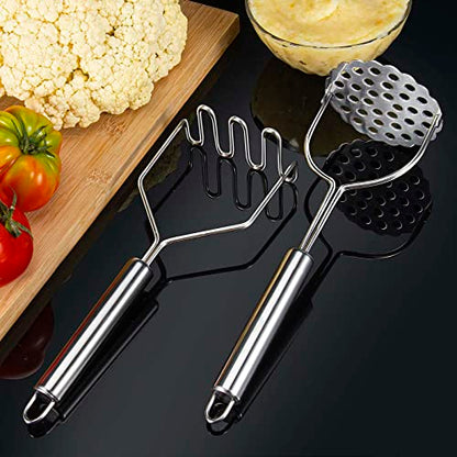  2 Pcs Potato Masher, Heavy Duty Stainless Steel Integrated Masher Kitchen Tool Wire Masher For Potatoes, Avocados, Beans, Or Fruit & Vegetables