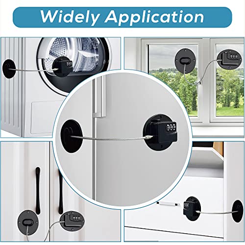  Goaika-Fridge Lock, Refrigerator Lock With 3 Digit Password, Child Safety Proof Lock With Strong Adhesive, For Cabinets, Closets, Drawers, Window, Pantry, And More, Easy Install And Use. (Black)