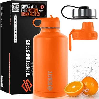  74 Oz Neptune Series Steel Water Bottle, Stainless Double Wall Vacuum Insulated Jug With Handle Strap, Large Capacity Leak Proof Wide Mouth Thermos For Gym, Travel, Hiking, And Camping