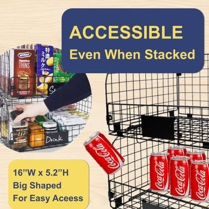  4 PACK XXL Kitchen Organization And Storage Pantry Baskets,Fruit Basket For Kitchen Cabinet,Metal Baskets For Organizing,Vegetable Fruit Snack Chips Onion Potato Cans Organization
