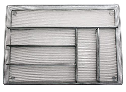  Mesh Large Cutlery Tray With Foam Feet - 6 Compartments - Kitchen Organization/Silverware Storage Utensil Flatware Tray