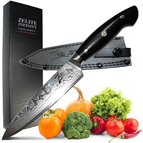  Japanese Paring Knife 4.25 Inch, Paring Knives, Small Knife, Pairing Knife Kitchen, Fruit Knife - Japanese AUS-10 Super Steel 45-Layer Damascus Knife - Deeper Blade - Leather Sheath
