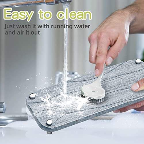  PURUSKOTO 2 Pack Instant Dry Sink Organizer For Bathroom & Kitchen, Fast Drying Stone Sink Tray, Diatomaceous Earth Bathroom Countertop Organizer, Kitchen Sponge Holder Sink Caddy,Lifstyle Drying Rack