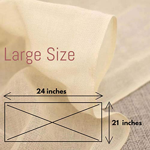  Organic 5-Pack Cheesecloth For Straining 21" X 24" Inches Unbleached 90 Grade Muslin Hemmed Edge Brew Coffee, Nut Milk Strainer, Baking, Filtration 100% Cotton Cheese Cloth