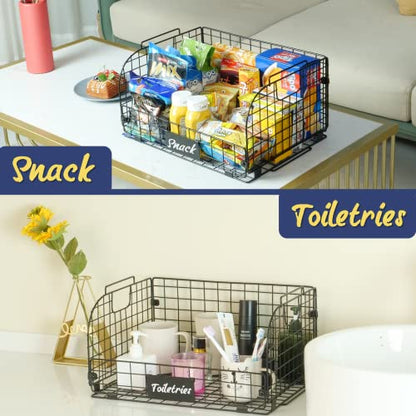  4 PACK XXL Kitchen Organization And Storage Pantry Baskets,Fruit Basket For Kitchen Cabinet,Metal Baskets For Organizing,Vegetable Fruit Snack Chips Onion Potato Cans Organization
