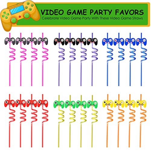  Video Game Party Favor Supplies 24pcs Video Game Straws Reusable Video Game Plastic Straws For Video Game Party Supplies Favors Birthday Party Decorations