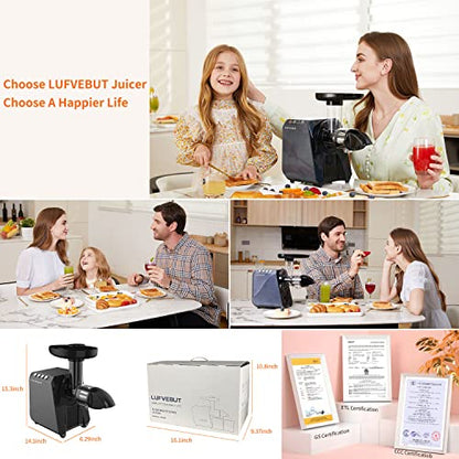  Cold Press Juicer Extractor With Reverse Function & Overheat Protection, Slow Juicer For Fruits And Vegetables, Easy To Assemble And Clean Juice Extractor With Quiet Motor & BPA Free, 2 Speed Modes