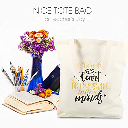  Frienda 2 Pcs Teacher Tote Bags Canvas Teacher Appreciation Bags For Women Reusable Teacher Gift Bag For School Supplies