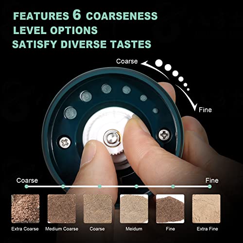  Electric Salt And Pepper Grinder, Salt And Pepper Mill Set Automatic Pepper Grinder With USB C Rechargeable, One-Handed Operation, Adjustable Coarseness, LED Light, Green