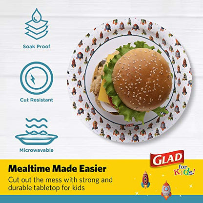  For Kids Rocket Paper Plates, 20 Count - 6 Pack | Small Round Paper Plates With Cute Rockets For Kids | Heavy Duty Disposable Soak Proof Microwavable Paper Plates For All Occasions, 8.5 Inch