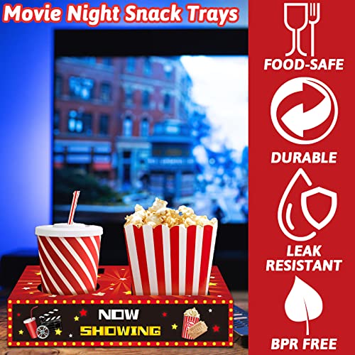  32Pcs Movie Night Snack Trays Hold Popcorn Candy Food Drink, Movie Theater Popcorn Holder Disposable Movie Boxes Supplies For Kid's Birthday Party Concession Stand Carpet Family