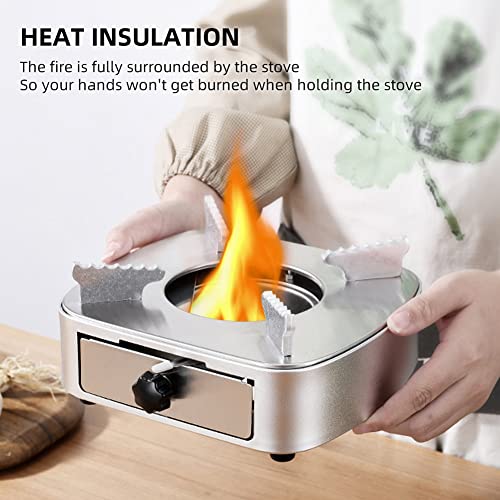  XIXIAN Mini Alcohol Stove Burner Stainless Steel Adjustable Firepower Windproof Drawer Style Burner For Barbecue Hotpot Outdoors Cooking