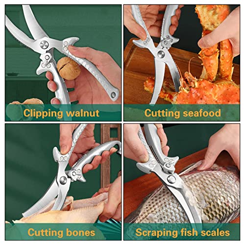  Kitchen Scissors,Upgrade Heavy Duty Stainless Steel Kitchen Scissors With Serrated Edge, Ultra Sharp Professional Poultry Shears For Chicken, Meat, Fish, Turkey,Vegetables,BBQ Scissors