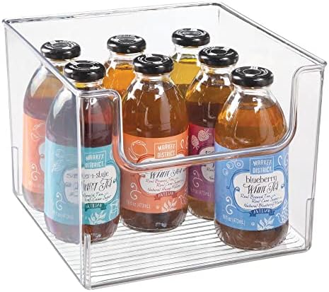  Modern Plastic Open Front Dip Storage Organizer Bin Basket For Kitchen Organization - Shelf, Cubby, Cabinet, And Pantry Organizing Decor - Ligne Collection - Clear