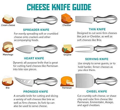 Premium 6-Piece Cheese Knives Set - Complete Stainless Steel Cheese Knife Collection, Gifts For Mother's Day/Birthday/Parties/Wedding/Bridal Shower/Housewarming/Thanksgiving/Christmas