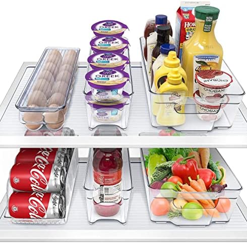  Clear Fridge Organizer Bins - Refrigerator Organizer Bins For Home Essentials, Food, Toiletries, Makeup, Cleaning Supplies, Laundry Room, Pantry And Kitchen Organization And Storage (6 Pack)