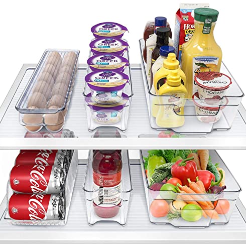  Clear Fridge Organizer Bins - Refrigerator Organizer Bins For Home Essentials, Food, Toiletries, Makeup, Cleaning Supplies, Laundry Room, Pantry And Kitchen Organization And Storage (6 Pack)
