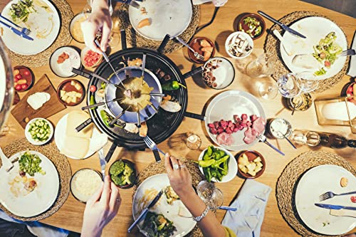  Alkey Severin RG 2348 Raclette-Fondue Kombination (ca. 1900 W, XXL-Zuleitung, INKL. Fondue-Topf Aus Edelstahl Und 8 Pfännchen)
