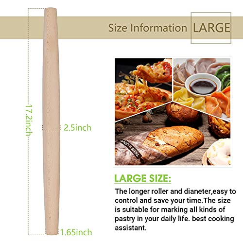 Rench Rolling Pin For Baking 18 Inch - Gifbera Better Wood Beech Dough Roller Baking Utensils For Pizza Bread Pastry Fondant